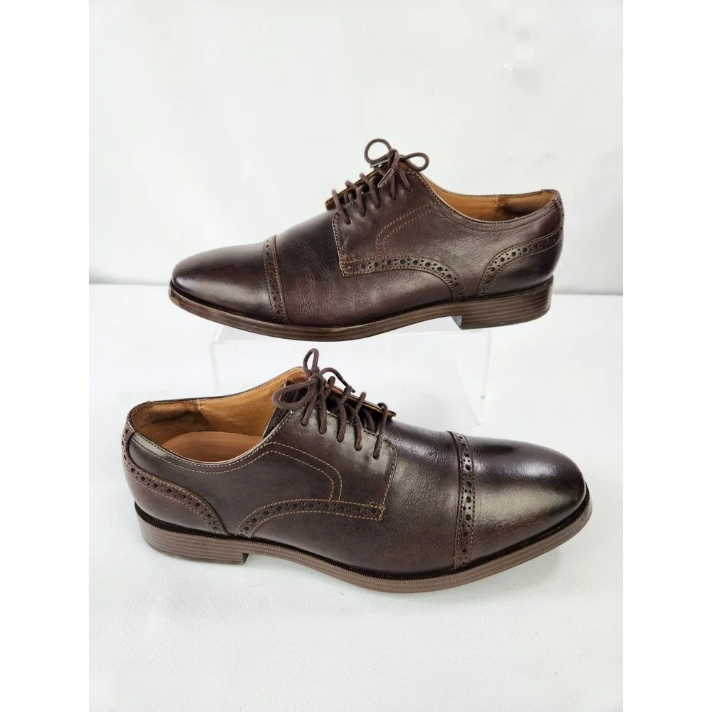Cole Haan GRAND OS Brown Leather Oxfords Cap Toe Dress Shoes Lace Up Men's 9.5 M